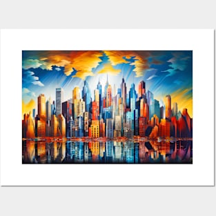 City Landscape Concept Abstract Colorful Scenery Painting Posters and Art